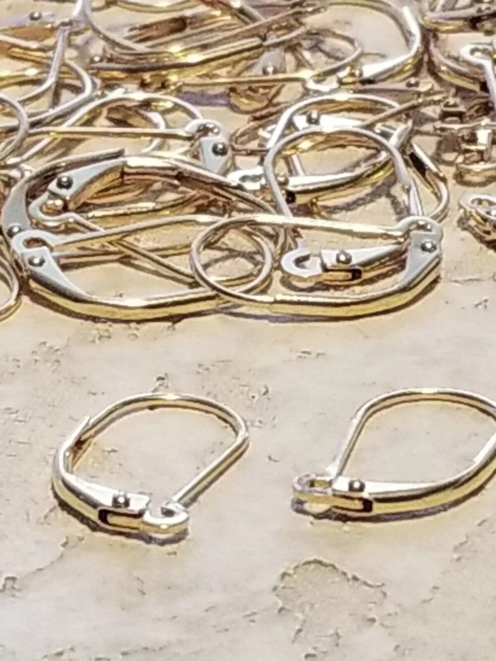 Gold 14K Plated Open Half Loop Leverback Earwires Earring Hooks Findings 10 pcs